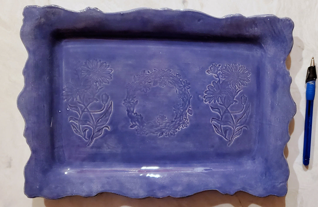 Pretty in Blue	Handbuilt-Clay Pottery Platter