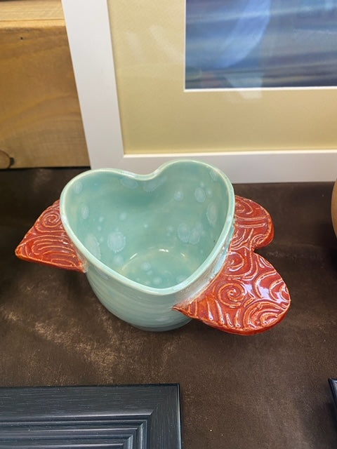 Blue Speckled Heart Dish